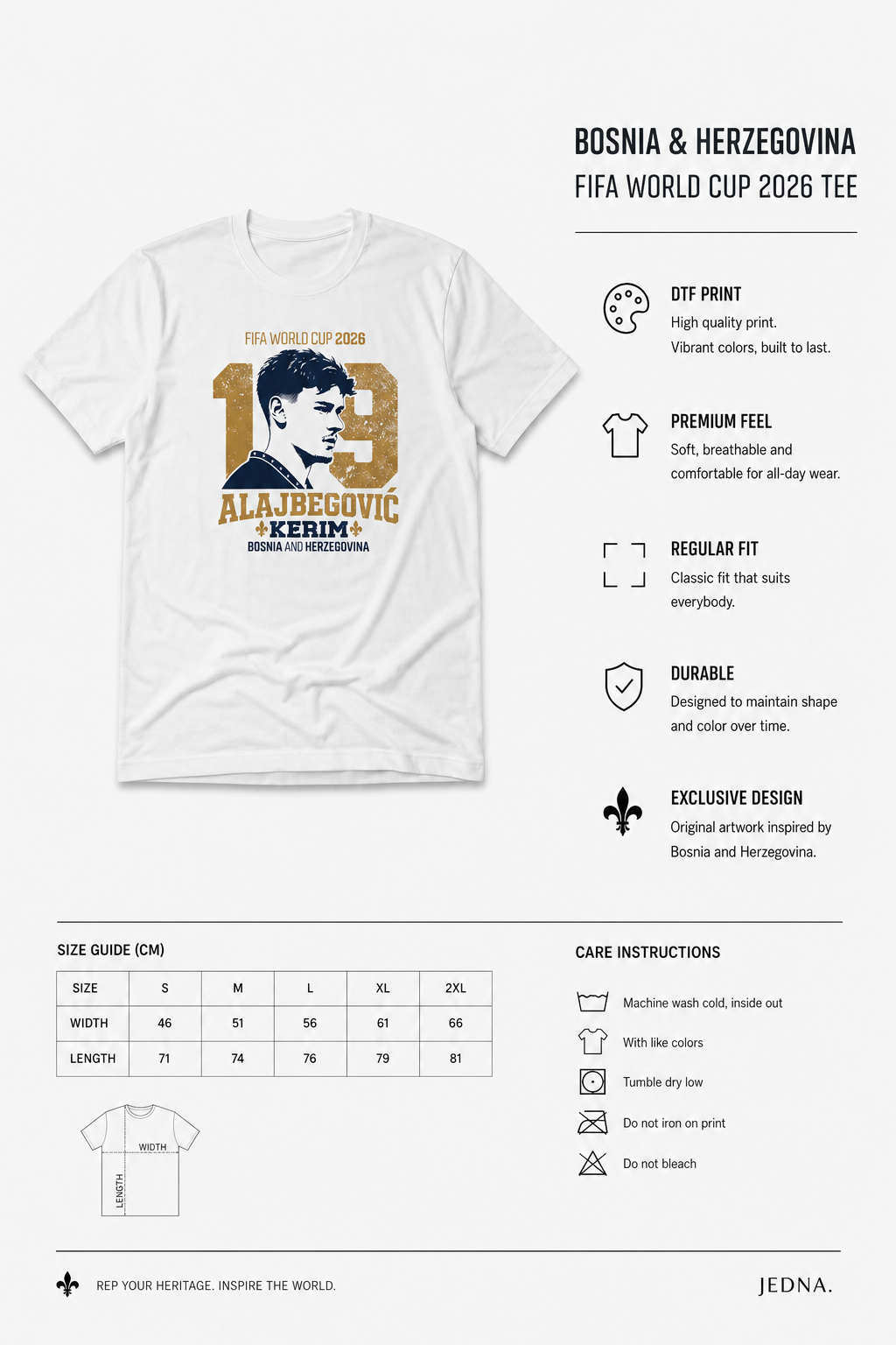 Kerim Alajbegović 19 Vintage Bosnia Tee – Regular Fit